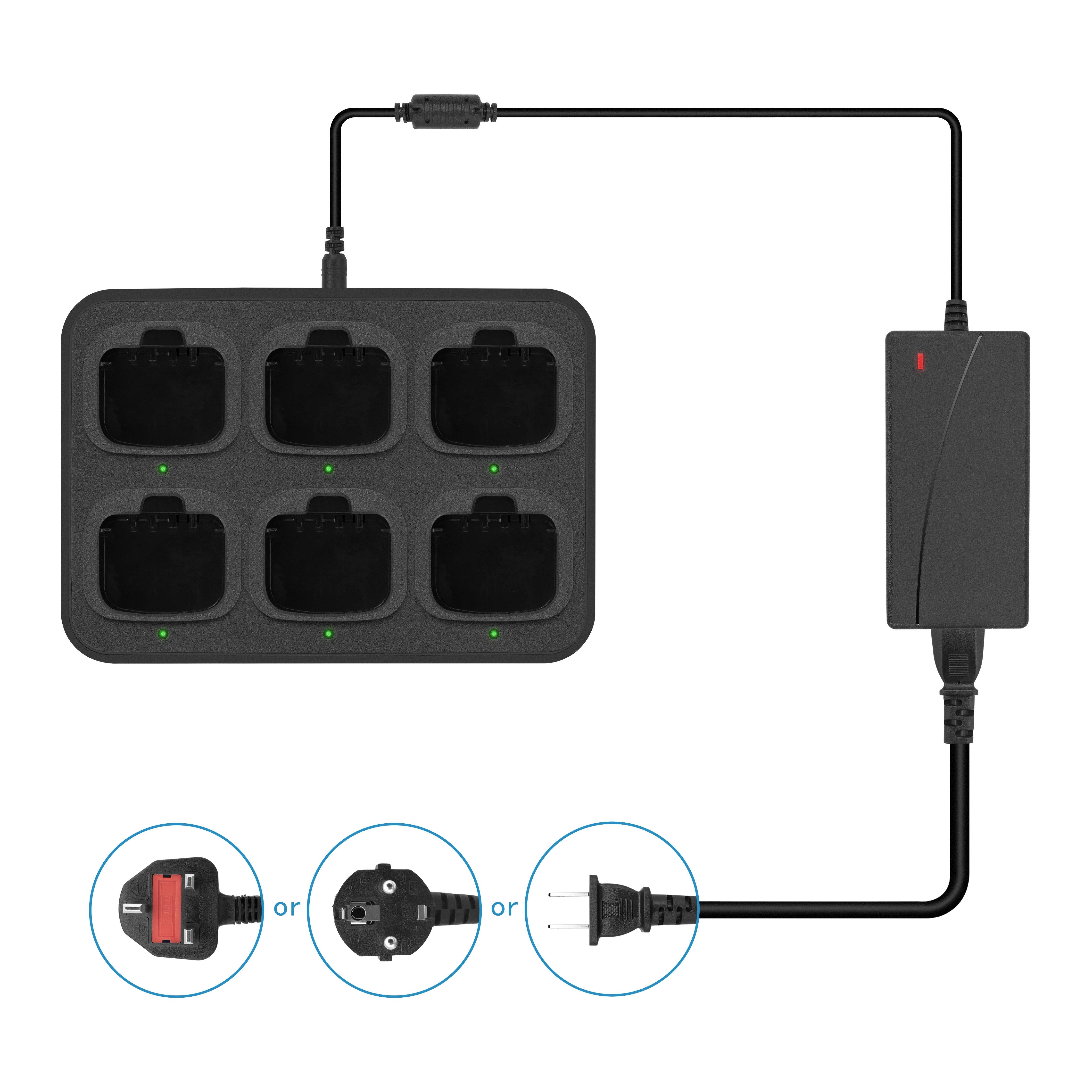 

6-Way Multi-Functional Charger Adapter Rapid Charging for TC-600 Walkie Talkie Two Way Radio