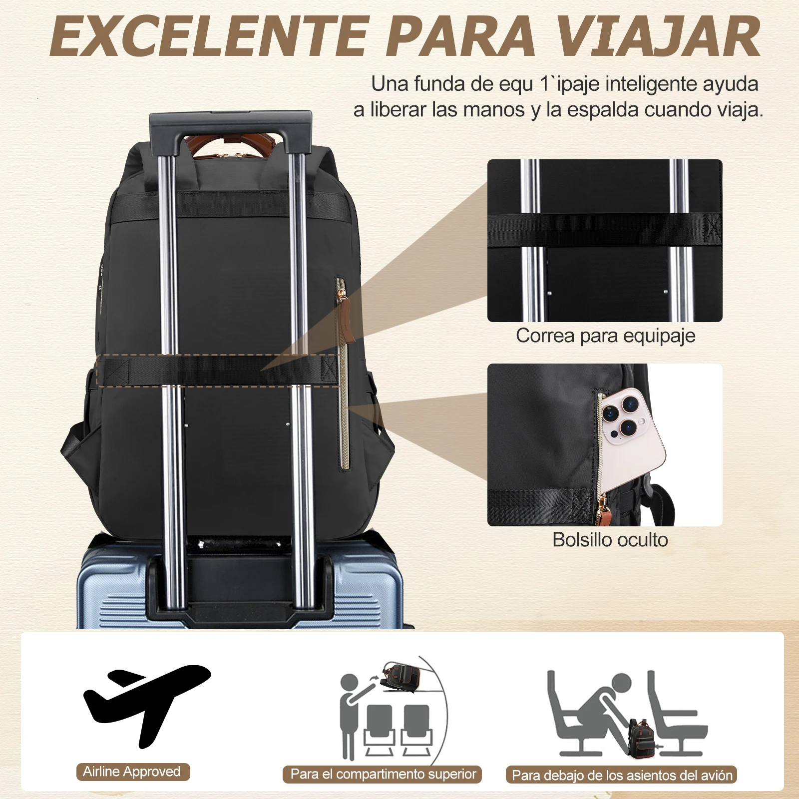 Mochila para ordenador portátil SDYSM para mujeres y hombres Mochila para computadora de negocios de 15,6 pulgadas Mochila informal de gran capacidad para viajes
