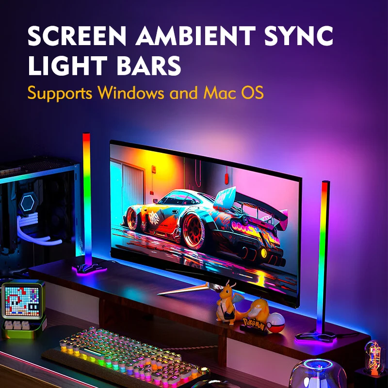 Sync screen color changing Light Bars, RGB Flow Light Bars 16 Million Colors  monitor Backlights, Software Remote Control