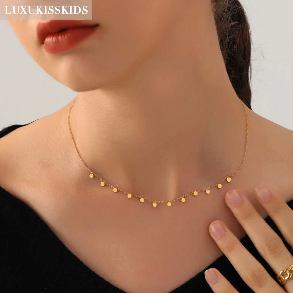 LUXUKISSKIDS бижутерия Golden Chains Necklaces Bohemia Star Heart Collier Elegant Stainless Steel Jewelry Trendy Decor Collars