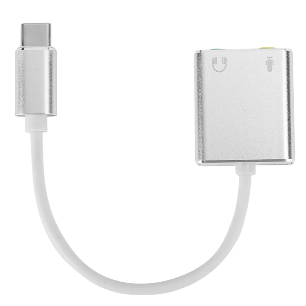 

7.1 Channel USB Sound Card 3.5mm Female Aluminum Alloy Type-C to 3.5mm Audio Adapter No Drive Plug and Play USB Audio Splitter