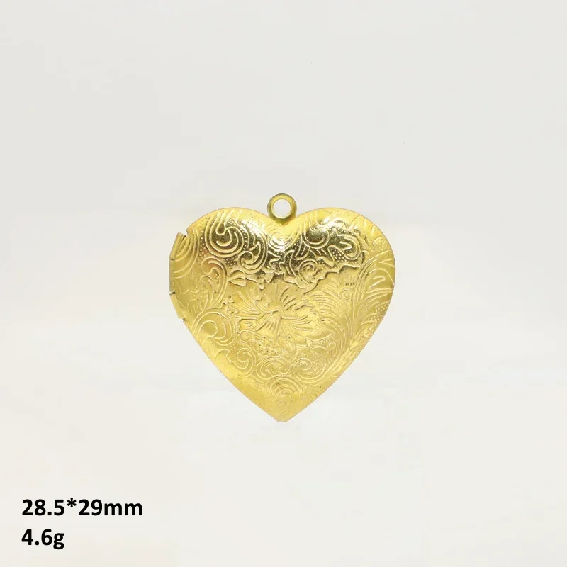 BoYuTe (50 Pieces/Lot) Raw Brass Heart Shaped Photo Locket Pendant Materials Diy Jewelry Accessories Wholesale