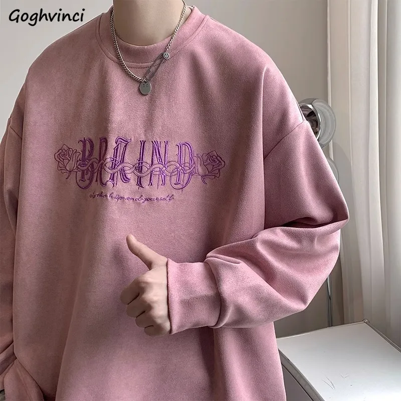 No Hat Hoodies for Men Long Sleeve Hoodie Men's Vintage Spring Autumn Casual Loose Versatile Soft Fashion Letter Embroidery Tops