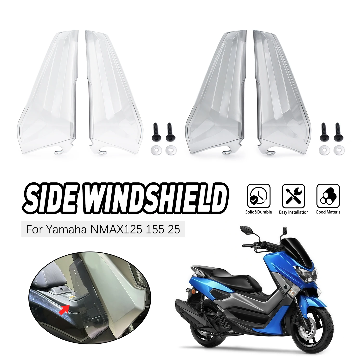 

Motorcycle Side Windscreen Leg Guard Protector Wind Cover Windshield For Yamaha Nmax125 155 V3 2025