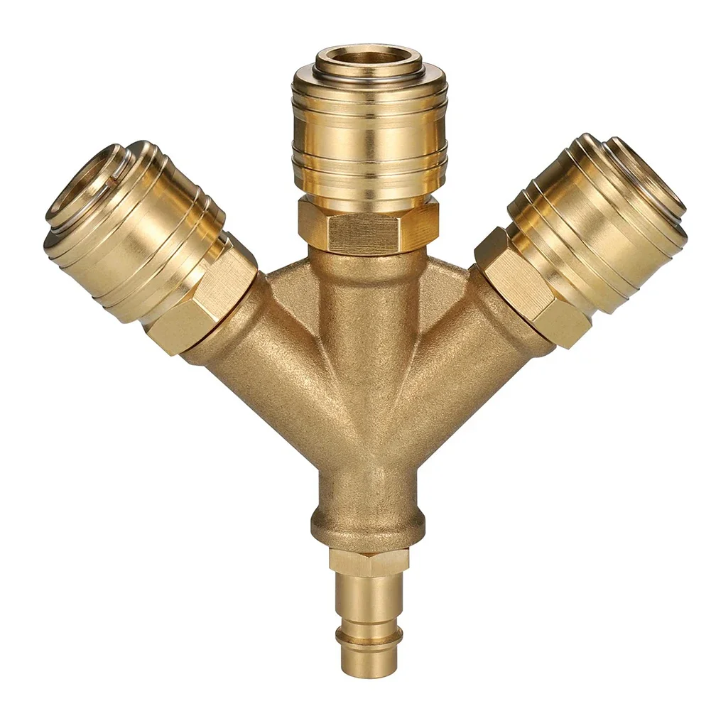 Four-way Interface Air Pipe Air Compressor Connector Quick Connector Copper-Plated Air Pipe Expansion Connection