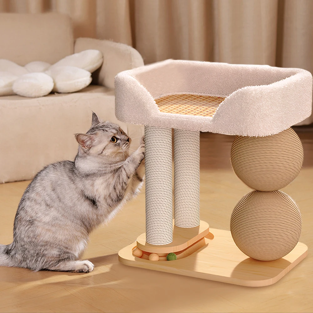 

Cat Climbing Frame with Sisal Ball Integrated Sisal Bed Wear Resist Cats Scratch Pillar Pet Supplies Climbing Frame