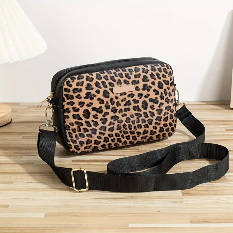 Leopard Print Crossbody Bag for Women, Fashion Casual Shoulder Bag, Lightweight Purse, Versatile for Office, Daily, Going Out image 3