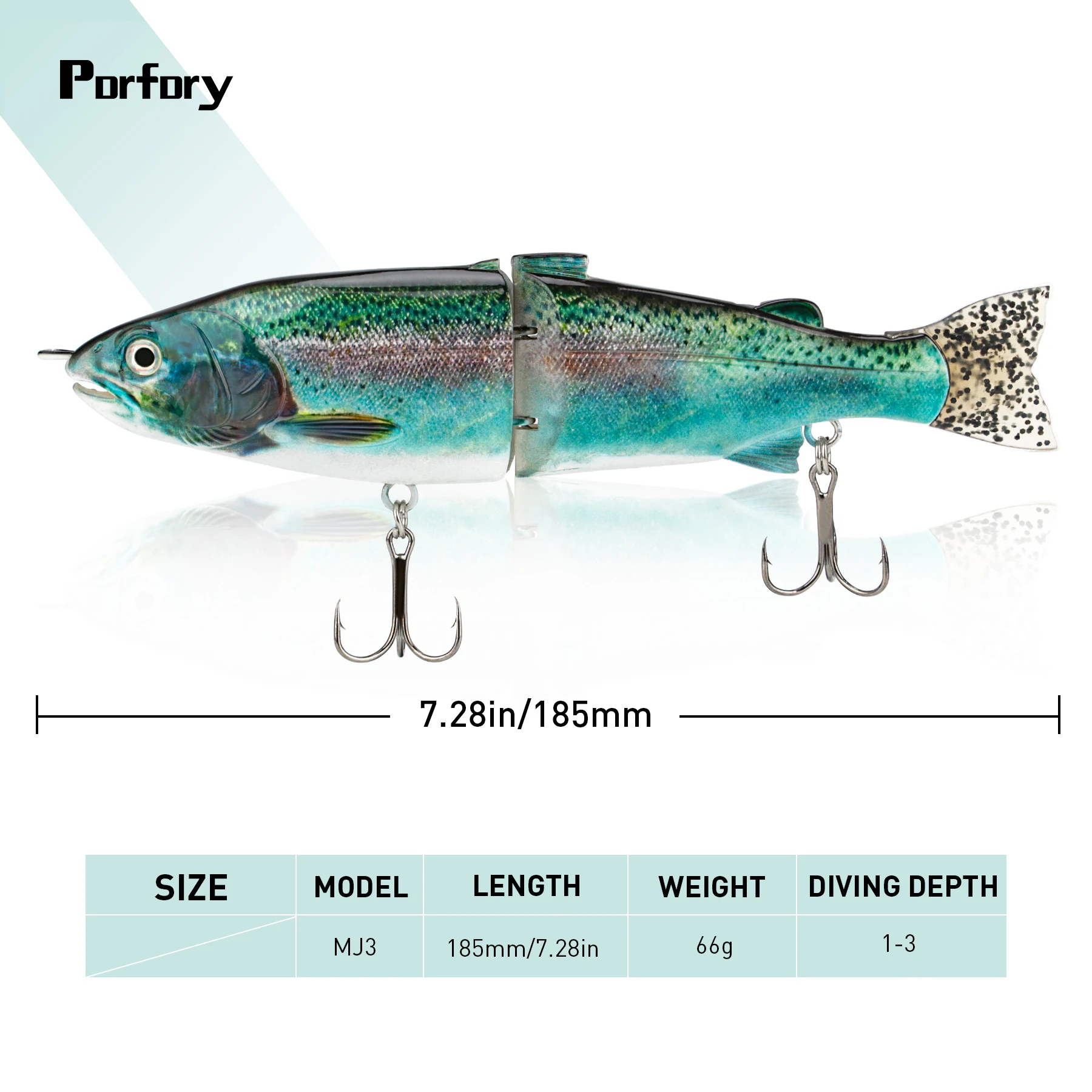 Porfory KB08 66g 18.5cm 2 Sections Multi Jointed Fishing Lure Wobblers For Pike SeaBass Swimbait Trout Big Size Hard Bait Tuna