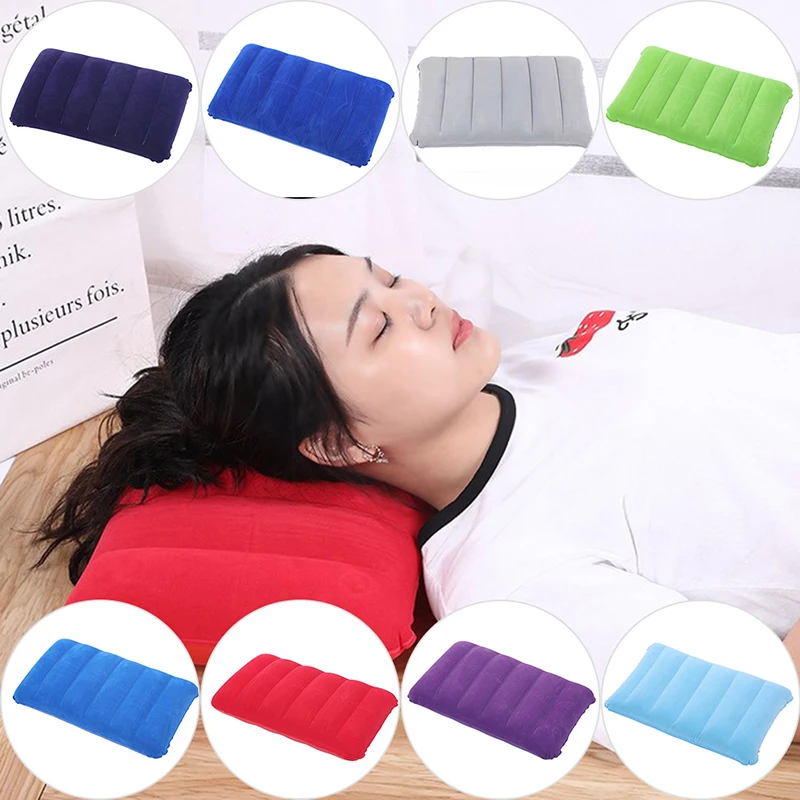 Portable Outdoor Traveling Camping Pillows Air Inflatable Neck Pillows Folding Rest Pillow Office Household Back Relaxing Tool