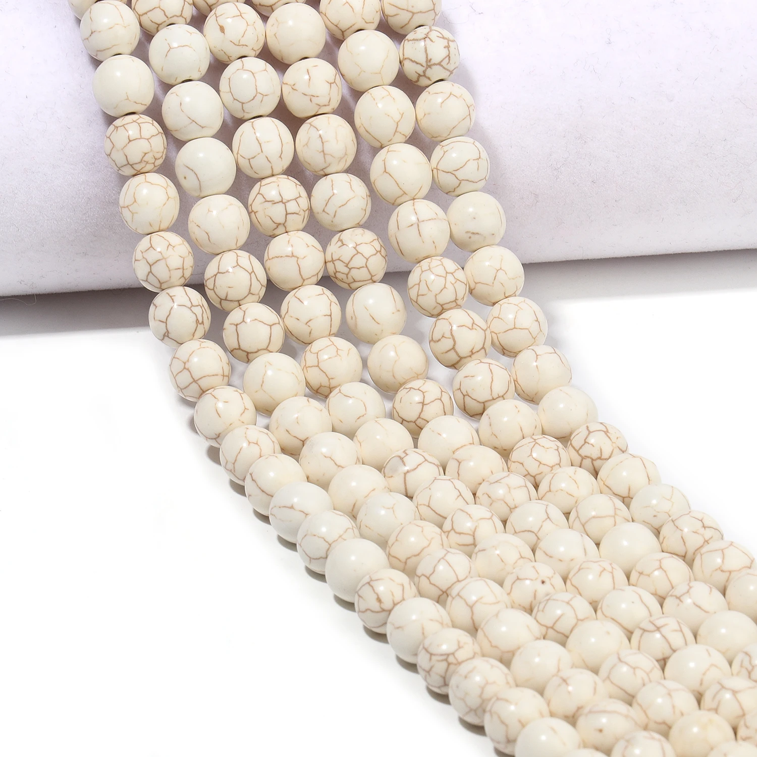 Natural Stone Beads White Turquoise Howlite 4/6/8/10/12mm Round Loose Beads for Jewelry Making DIY Handmade Bracelet Necklace