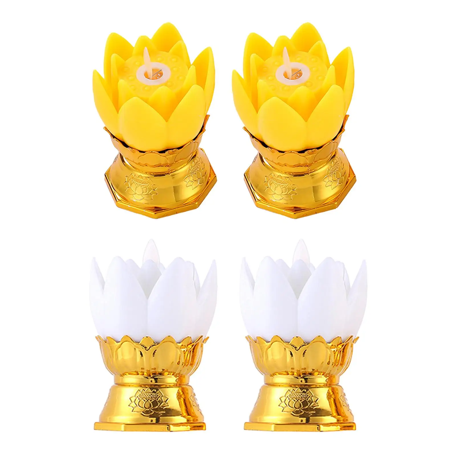 2x LED Lotus Lamp Buddha Buddhist Light Electric Candle Flameless Candle for Home Bedroom Office Study Room Buddha Occasions