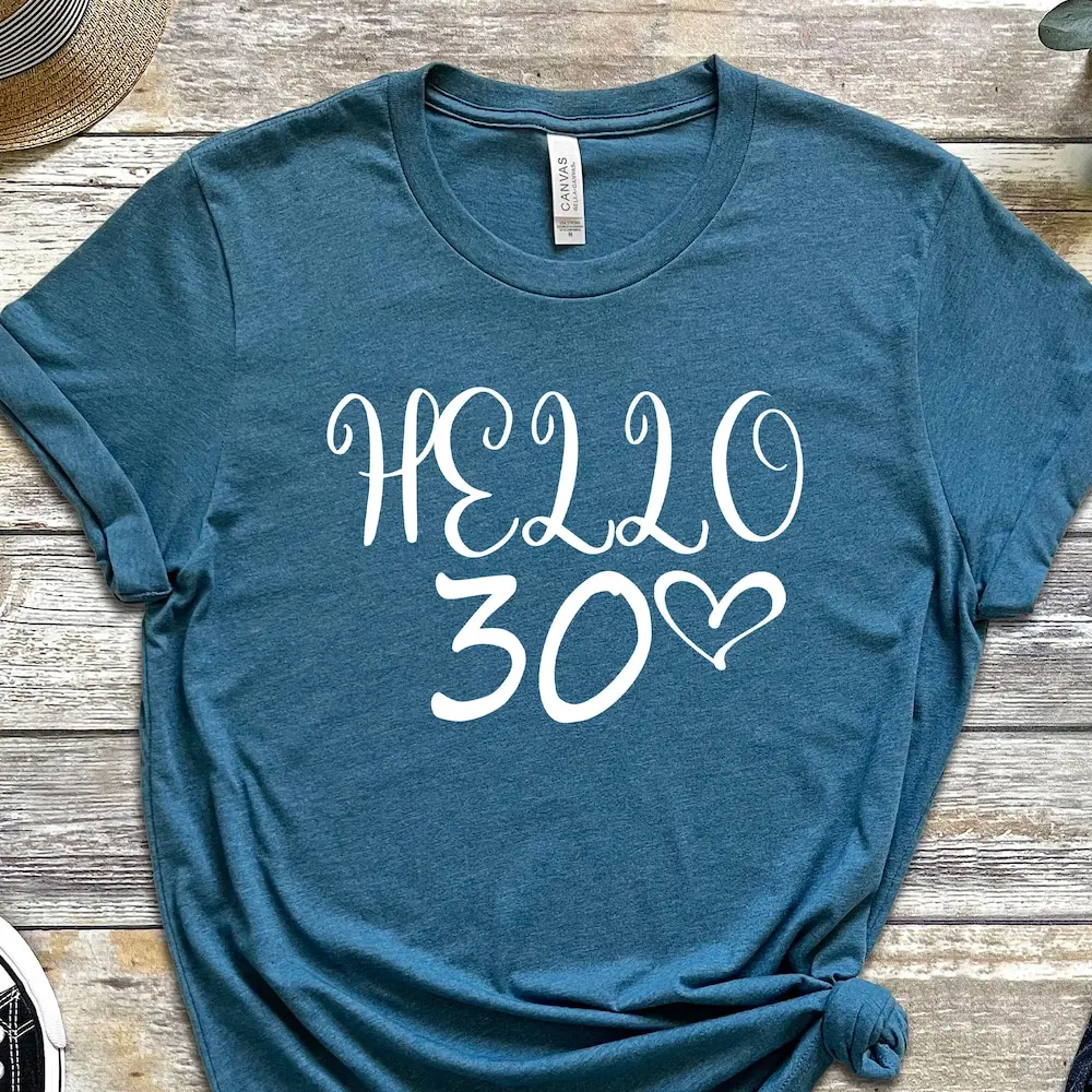 

Футболка Hello 30-й день рождения для женщин 30 лет
