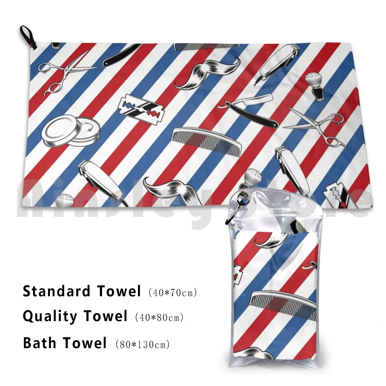 Barber Shop Custom Towel Bath Towel Barber Barbershop Vintage Beard Blade Comb Gentleman Hair Haircut