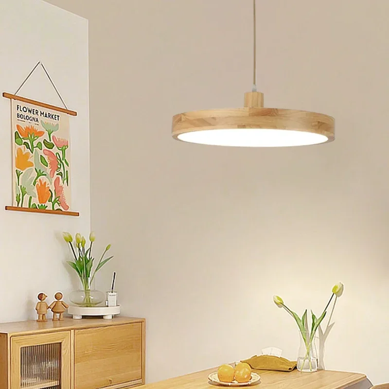 Imagem -02 - Nordic Wooden Pendant Light Abajur Acrílico Ultra-fino Lâmpada para Sala de Estar Lâmpada ao Lado do Quarto Luminárias Led Estudo e Hotel