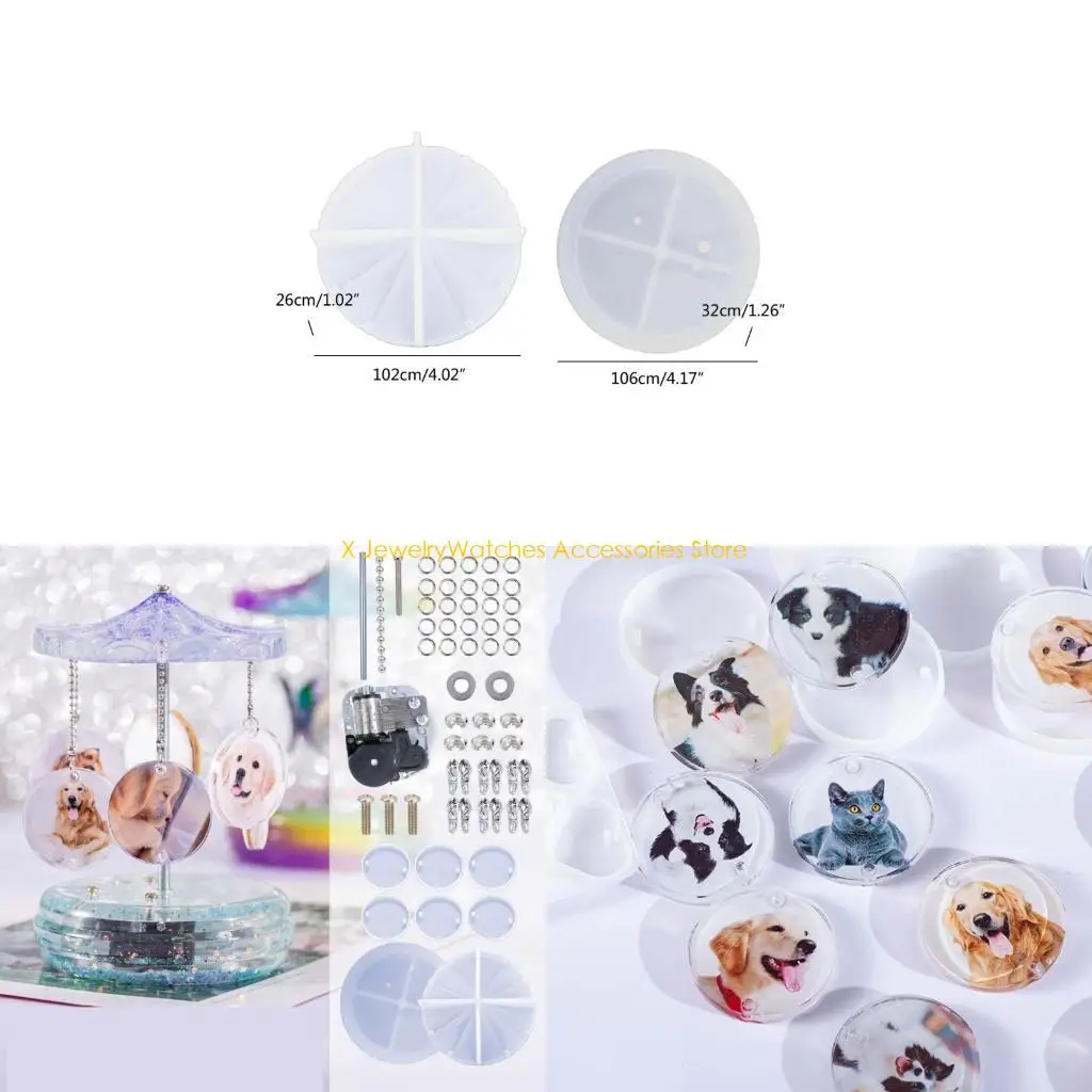 

31KD Музыкальная шкатулка-карусель, силиконовая форма, набор материалов для движения «сделай сам», круглый кулон в форме сердца