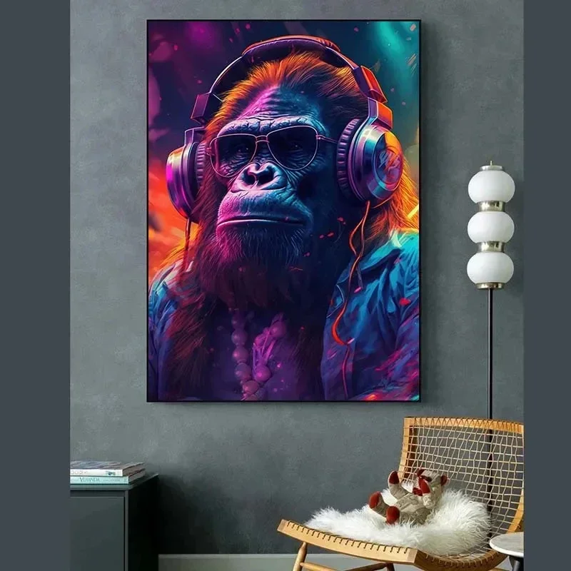 Graffiti Singing Monkey Canvas Painting Hip Hop Street Art Posters and Prints Pop Art Wall Picture Painting Living Room Home