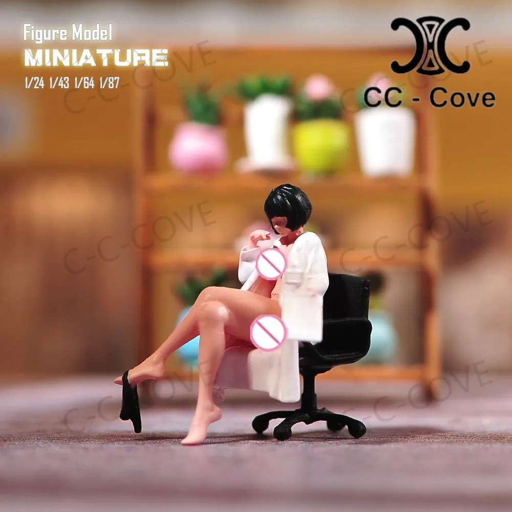 Miniaturas 1/18 1/24 1/43 1/64 1/87 sedutor e sexy secretário feminino sentado na cadeira do computador figura modelo brinquedos vista decoração
