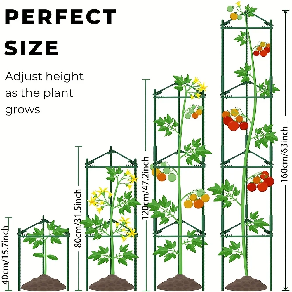 1 Pack Tomato Cage 3.9 Feet, Plant Support Cage Assembled Tomato Garden Cages Stakes Vegetable Support Trellis