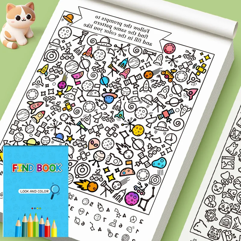 

Детская книжка-раскраска для веселого рисования, книжка-раскраска с играми, большая книжка для рисования, 32 страницы