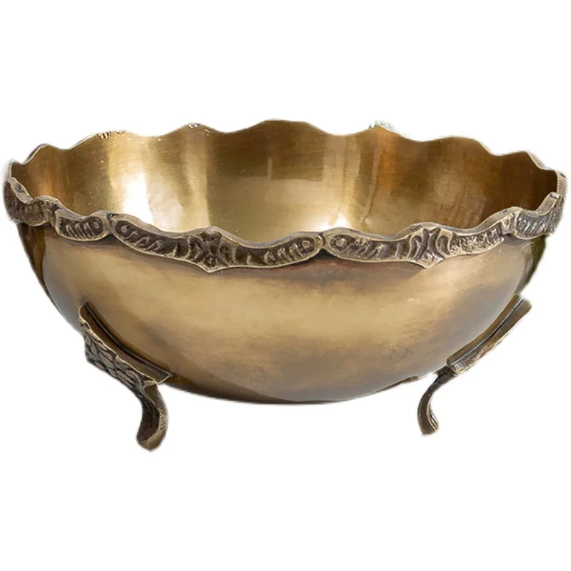 Imported brass tray European style model house, living room, coffee table, dining table, fruit tray.