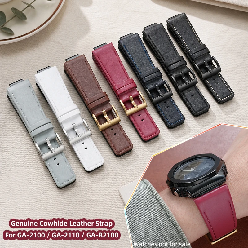 Casio Watch G-Shock Ga-2100 - 16mm Genuine Cowhide Leather Watch Strap