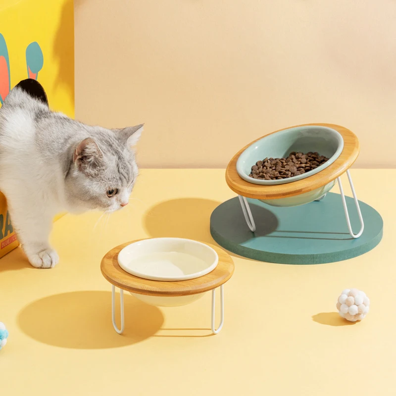 

UFO Ceramic high shelf tableware set Height adjustable stand Puppy food bowl small dog water Kitty Cat feeder Pet supplies