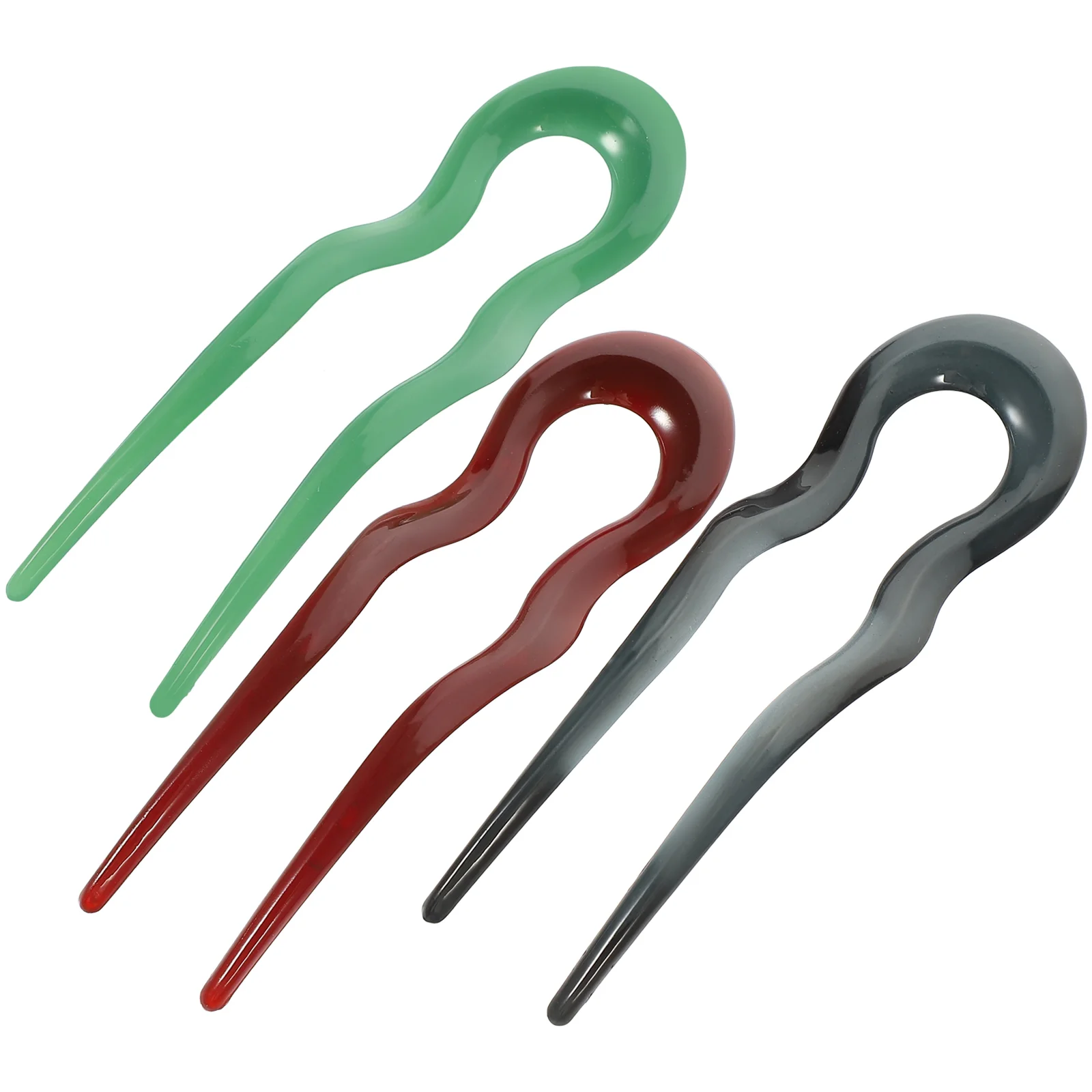 U Shaped Hair Pin Stick Hairpin Key Ring French Pins for Thick Twist Green Keyring