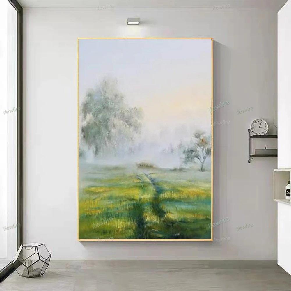 Hand-Painted Beautiful Oil Paintings Modern Color Block Outline Map Wall Paint Yellow Texture Canvas Painting Home Salon Decor