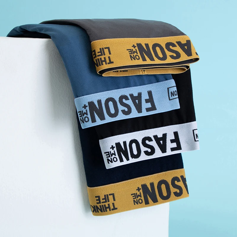 

Комплект из 4 предметов мужского однотонного нижнего белья с эластичной резинкой на талии с надписью, дышащие модные и удобные молодежные шорты-боксеры