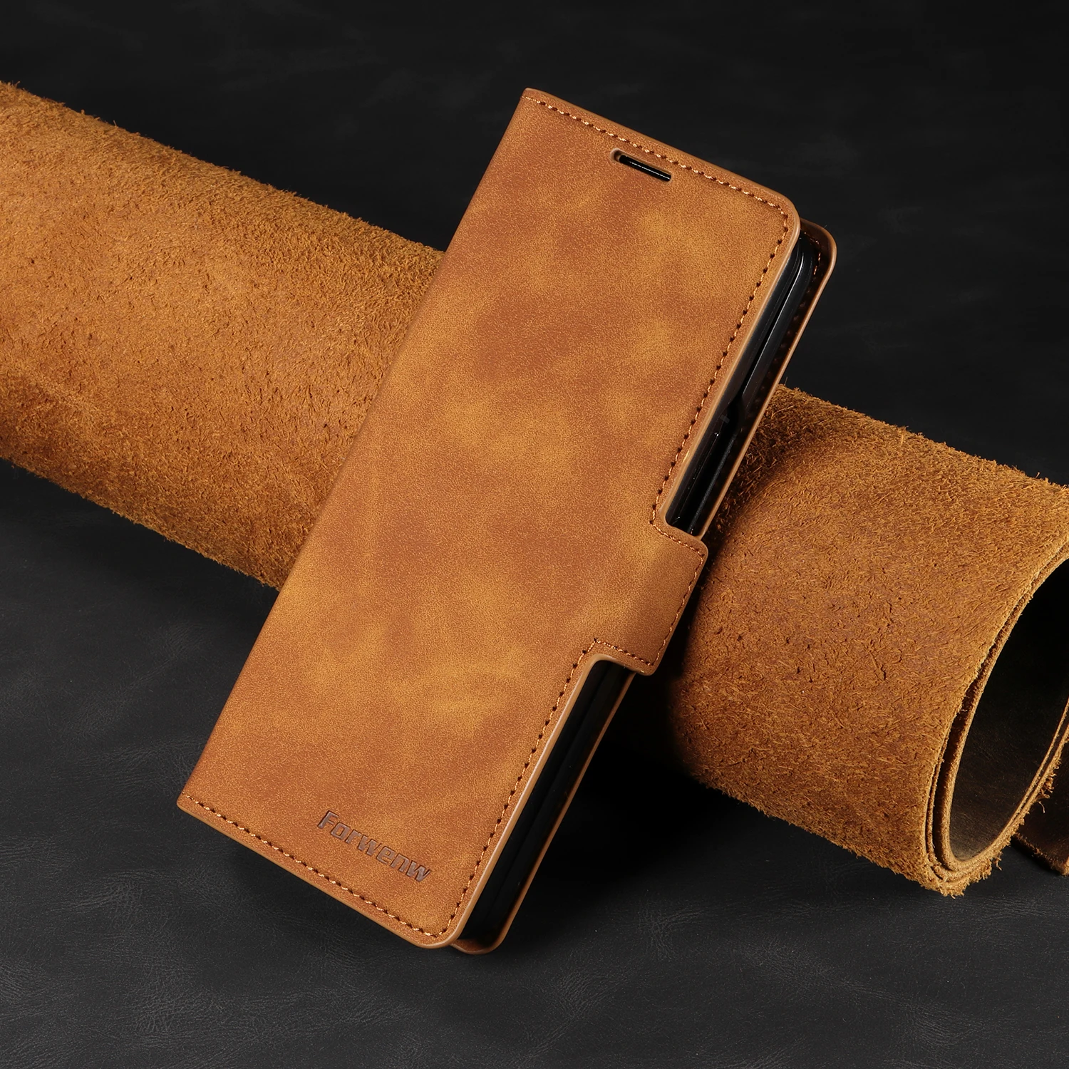 Luxury Business Flip Card Slot Wallet Leather Phone Case‌ for Samsung Fold 8 Ultra 7 6 5 4 3 Shockproof Book Stand Slim Cover - view 2