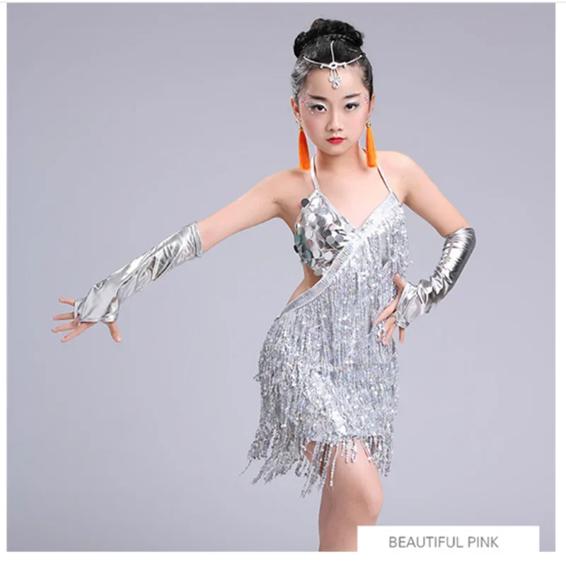 

Children kids Latin Dance Dress For Girls Sexy Sequin Fringe Salsa/Ballroom/Tango/Cha Cha/Rumba/Samba/Latin Dresses For Dancing