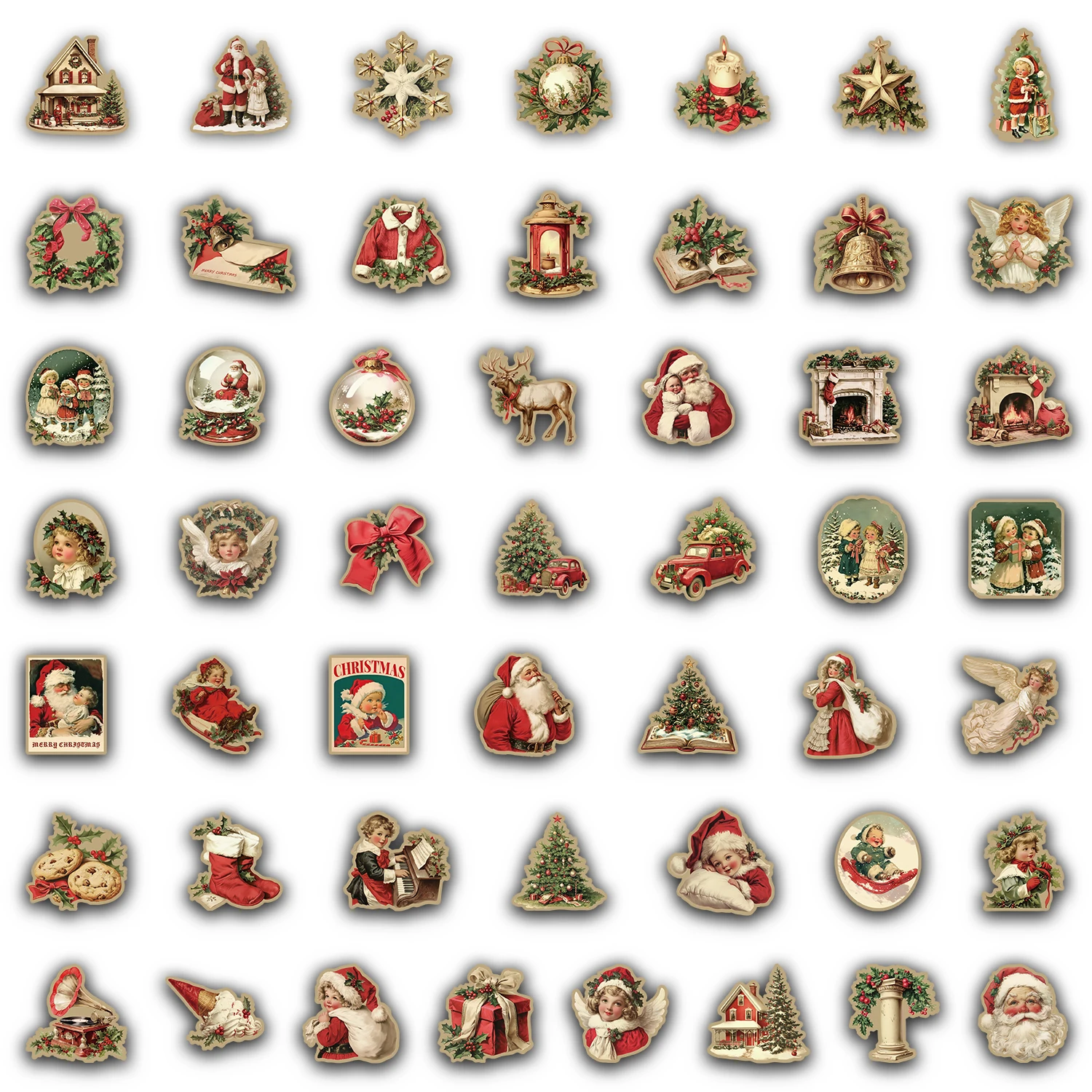 50PCS Retro Weihnachten Aufkleber DIY Telefon Fall Laptop Tablet Thermos Tasse Spielzeug Desktop Aufkleber