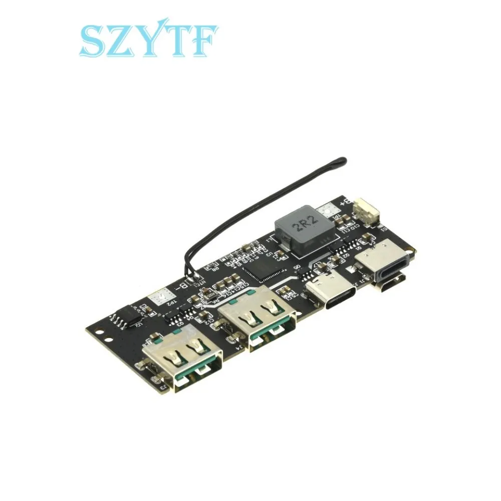 22.5W QC4.0 PD3.0 Power Bank Motherboard 5-Port USB A/C/Micro-B for DIY 18650 Li-ion
