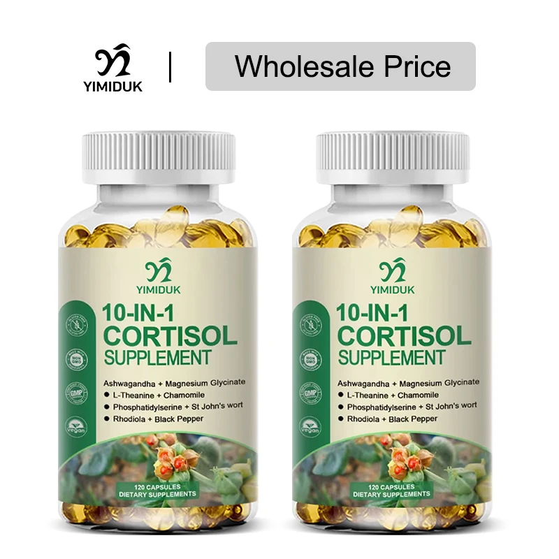 

Cortisol Capsules, with Ashwagandha, Rhodiola Rosea, for Stress Relief, Balanced Cortisol Response, Relaxation, 120 Capsules