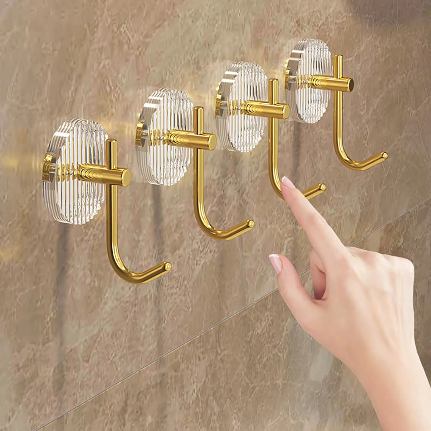 Perchas impermeables de pared autoadhesivas, sin clavos, baño, cocina, sala de estar, garaje, Hotel, gancho para toalla, 2 paquetes, dorado, nuevo