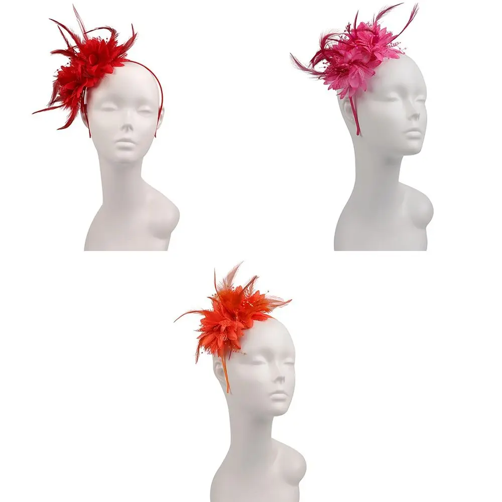 Wedding Women Mesh Headband Fascinator Hat Feather Hair Accessories