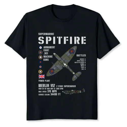 NEW Supermarine Spitfire WW2 Classic Design Gift Idea Premium Tee T-Shirt S-5XL