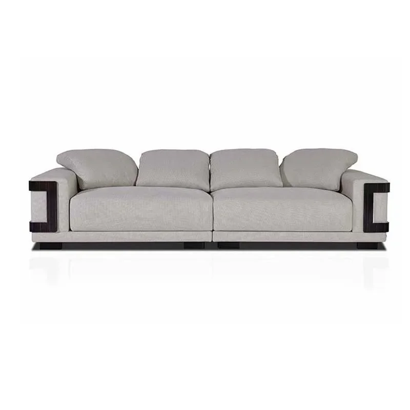 

Italian light luxury sofa living room modern high-end fabric multi-person straight row sofa