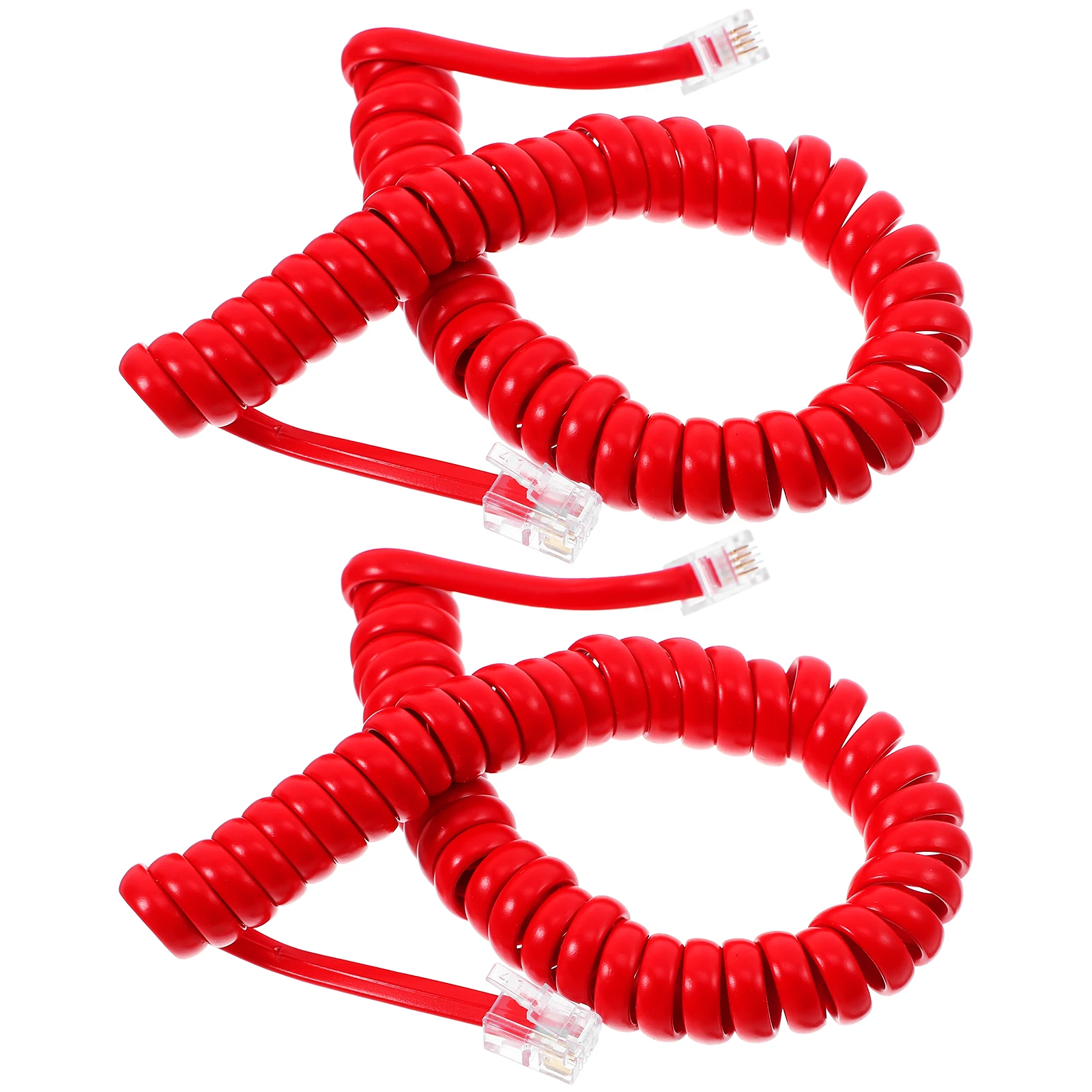 

2Pcs Coiled Telephone Cords Phone Cable Microphone Black Red Office Landline Durability Reliable Performance Spring