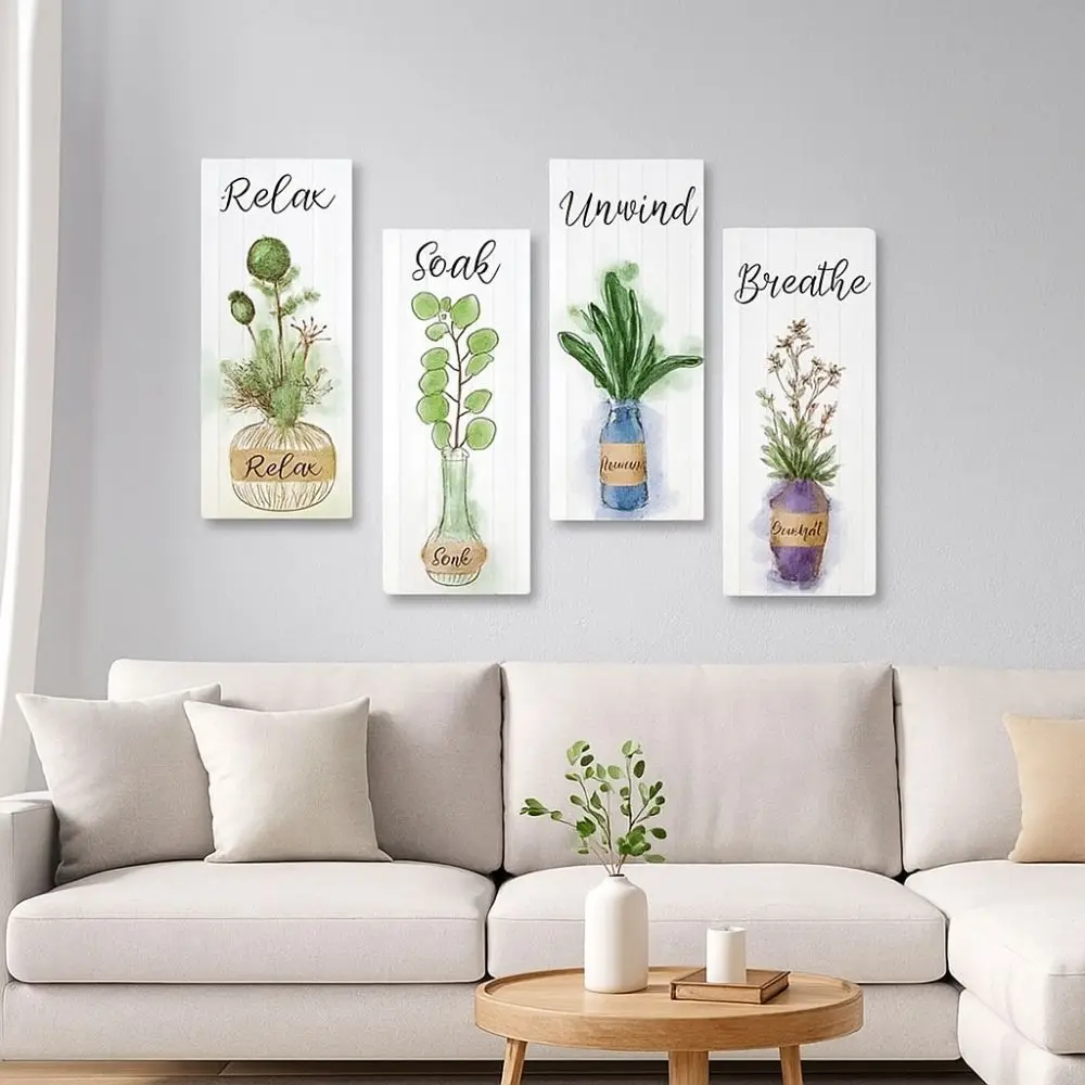 

Creative Wooden Floral Wall Art Rustic Style Decorative Plants Hanging Sign Handmade Wall Decor Paintings Room Decor