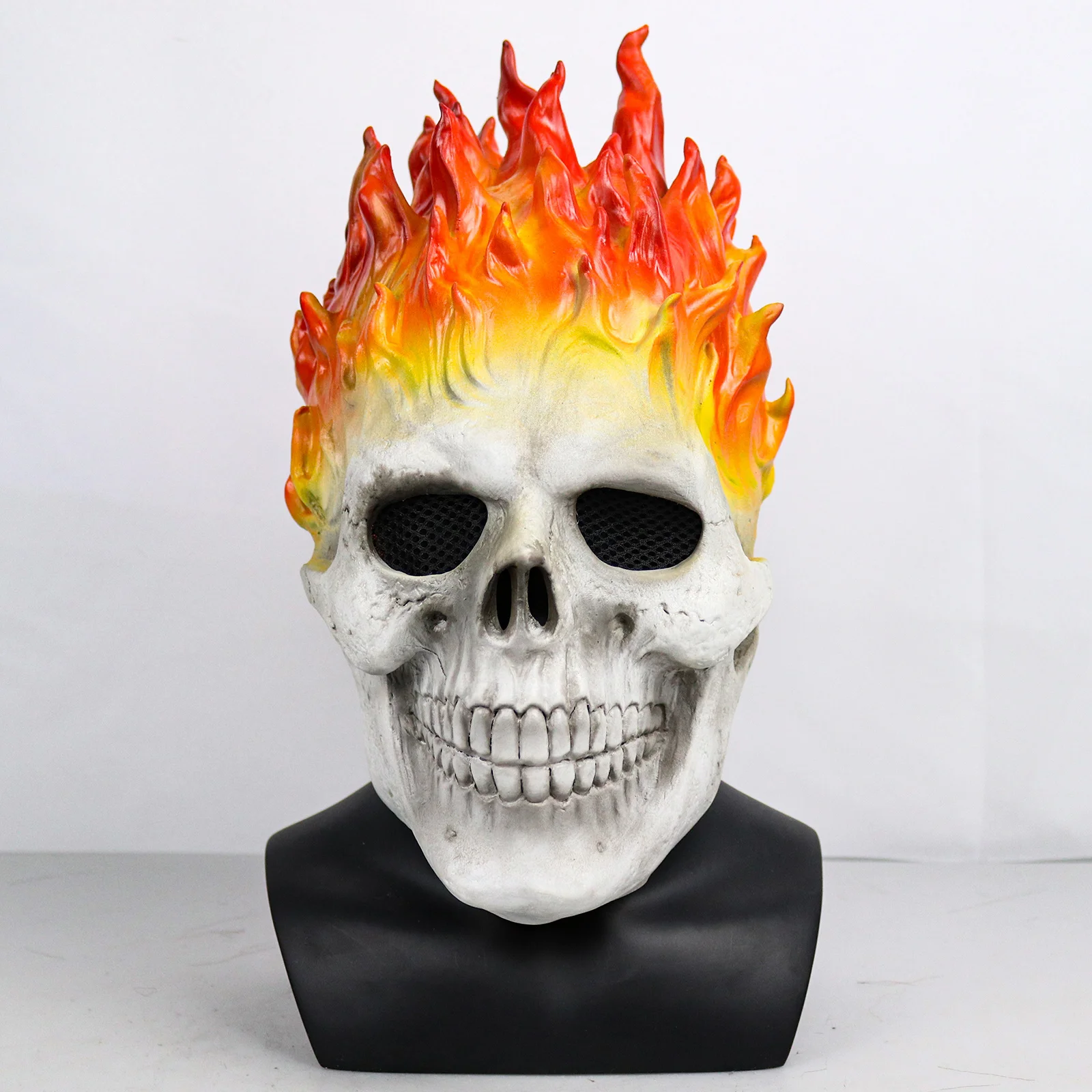 

Halloween Ghost Rider skull facial mask, red and blue flame, all latex facial mask, COSPLAY clothing accessories