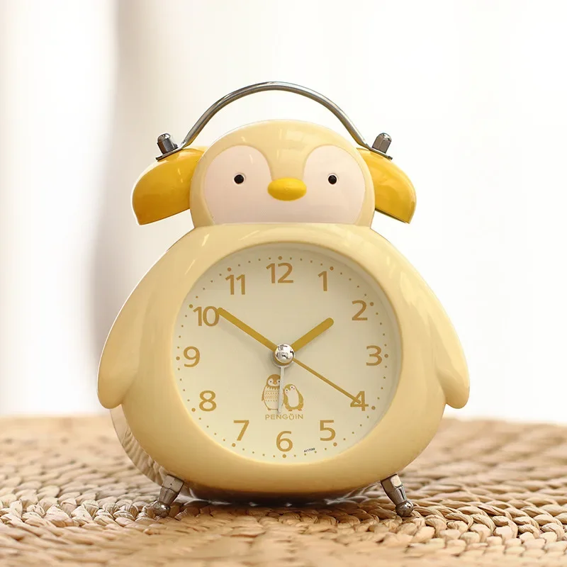 Ticktockery Penguin Cartoon Ringing Alarm Clock Ringing Noisy Children Bedside Luminous Second Sweeping Mute Bedroom Bedside