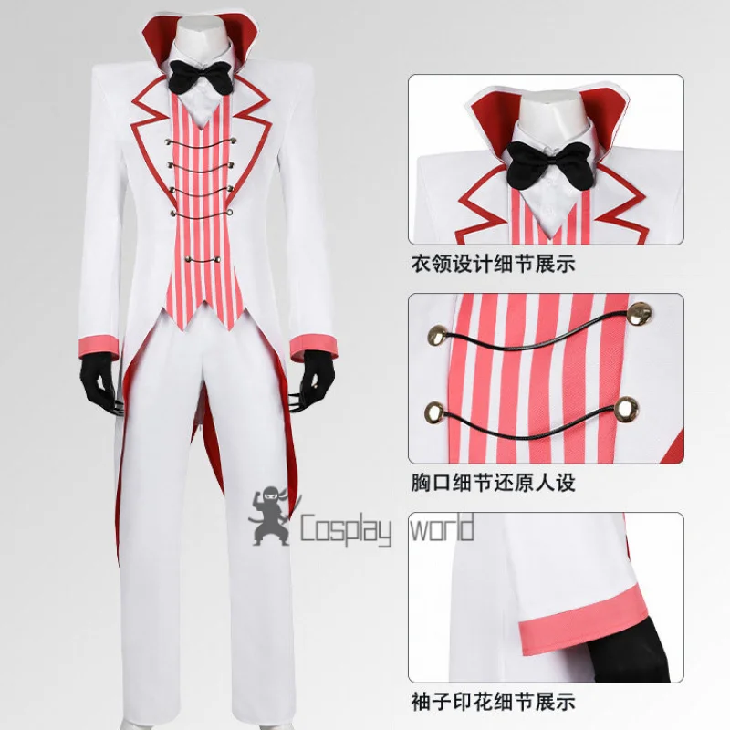 

Аниме Люцифер Морнингстар Косплей Костюм Розовый полосатый белый костюм Униформа Хэллоуин Карнавальная вечеринка PlayRole Женская и мужская одежда