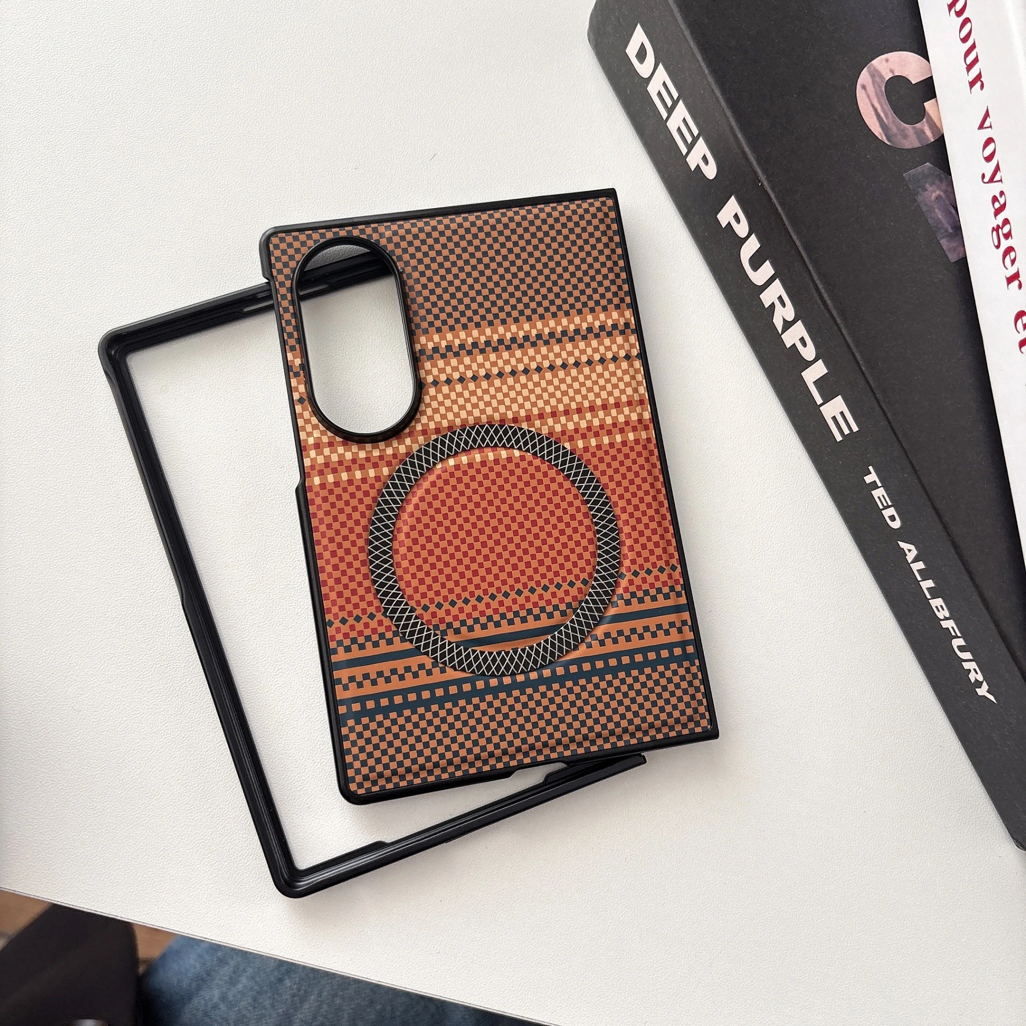 For Samsung Galaxy Z Fold 8 Case Fashion Knitting pattern Leather Skin-friendly Magnetic Protective Back Cover Bumper Shell