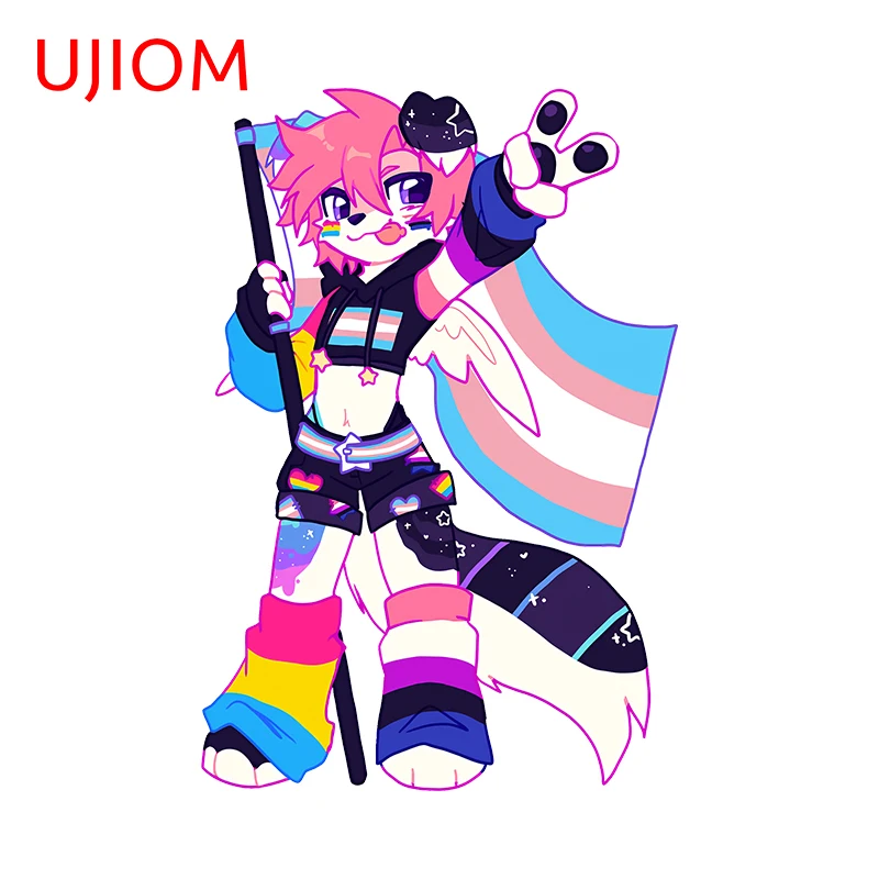 UJIOM Colorful Furry Cartoon Wall Stickers Interesting Skateboard Computer Decals Vinyl Waterproof Aesthetic Room Decoration