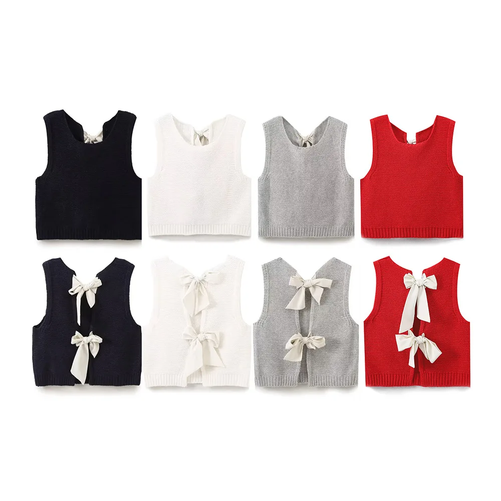 

Французский топ без рукавов в сладком стиле с бантом