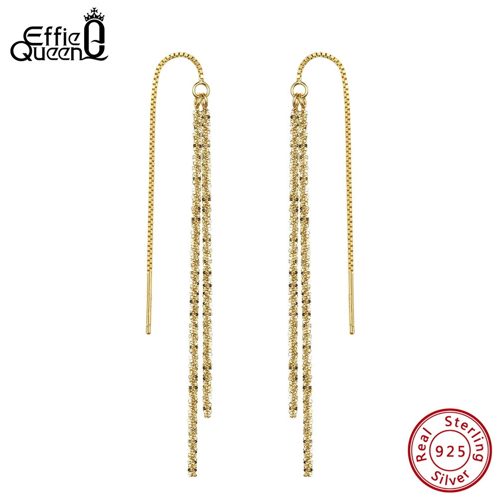 

Effie Queen S925 Silver Fine Tassel Long Chain Earrings 925 Sterling Silver Design High-End Drop Wedding Party Jewelry APE152