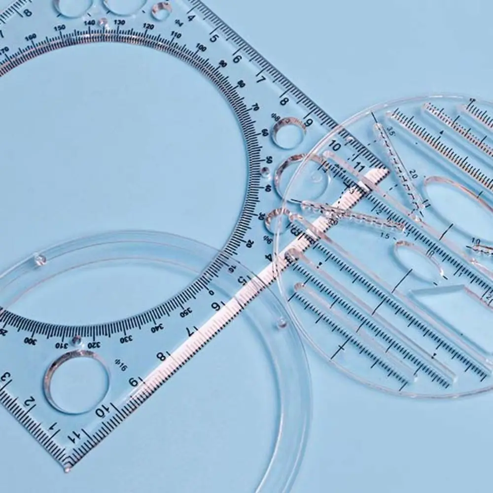 Geometrie-Winkelmesser Transparentes Multifunktionales Drehbares Lineal 3D-Skala Pädagogisches Kreis-Zeichenlineal