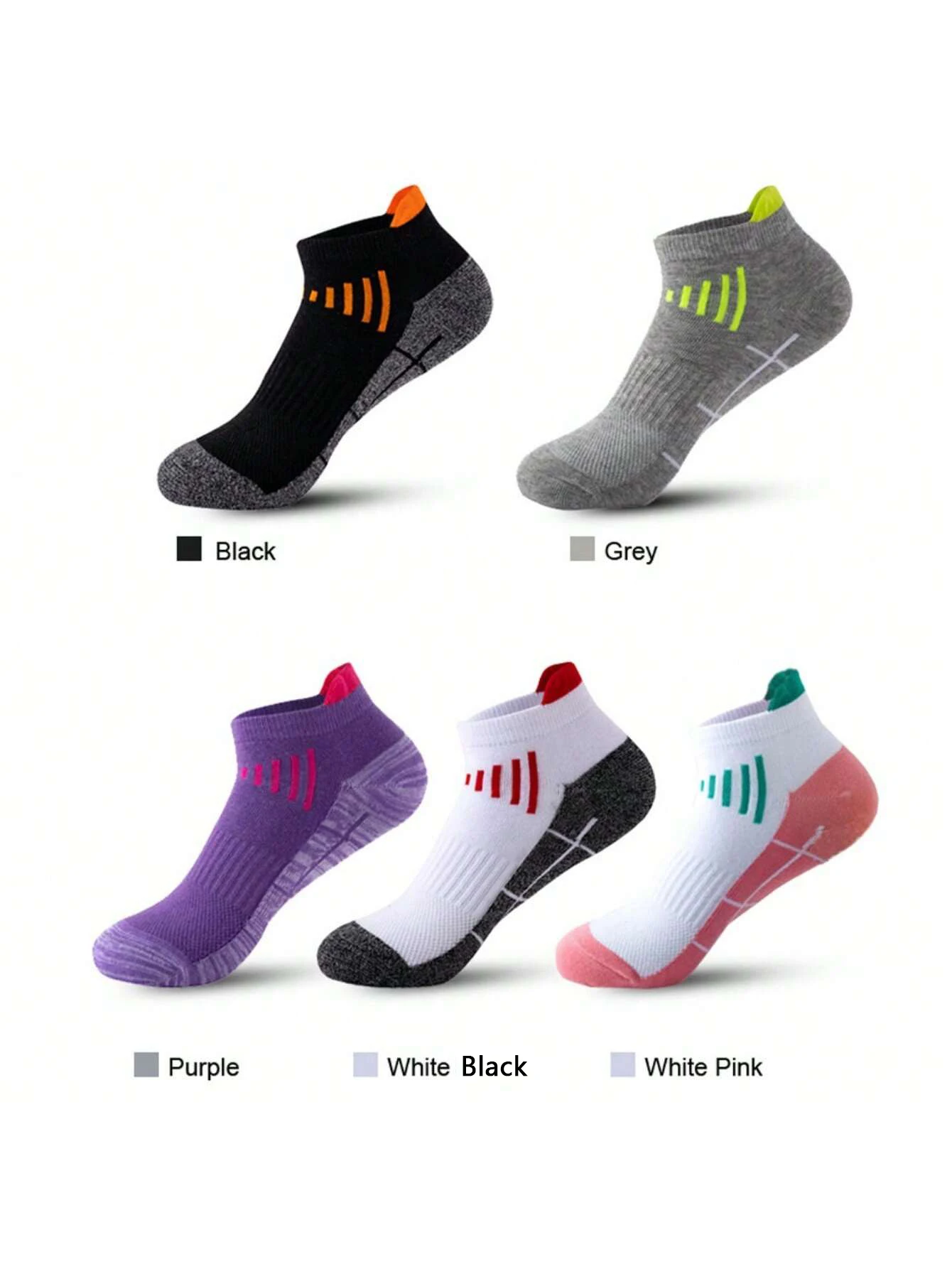 

5 Pairs Unisex Anti-Slip Sweat-Absorbent Anti-Odor Anti-Friction Sports Socks For Outdoor Running Low-Cut Ankle Sport Socks