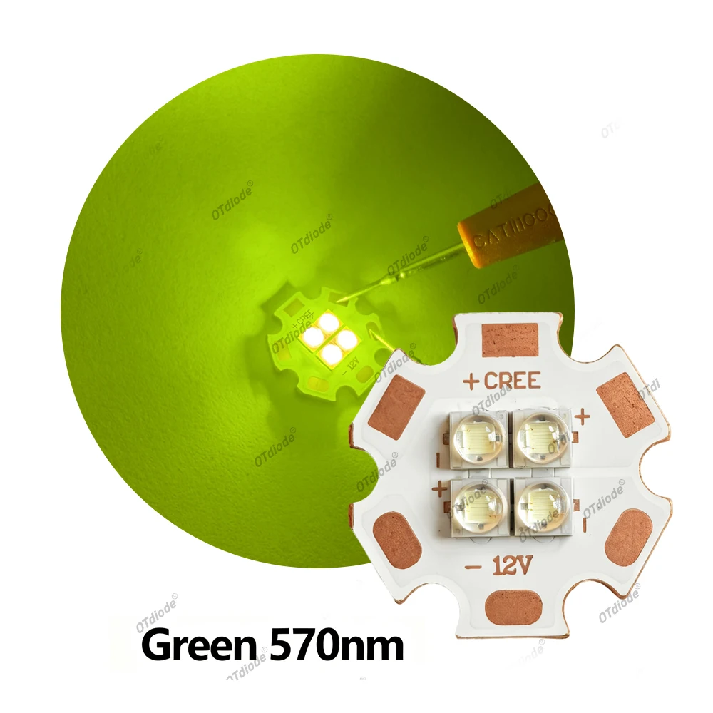 DC3V/6V/12V LED 10W 12W Deep Green Ice Blue Cyan Grass/Yellow Green 495/510/520/525/535/540/550/560/565/570nm 3535 Ceramic Chip